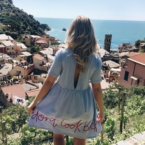 ASOS embroidered blue T-shirt dress